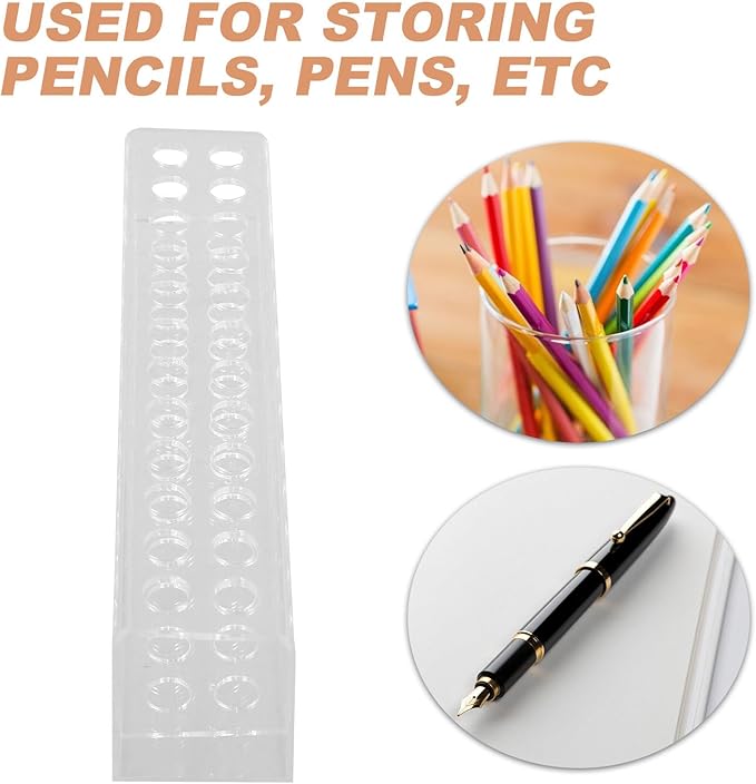 SHINEOFI Multi-slot Acrylic Pen Holder: 1 Tier 24-slot Display Stand for Pens, Pencils, Makeup Brushes & Art Supplies