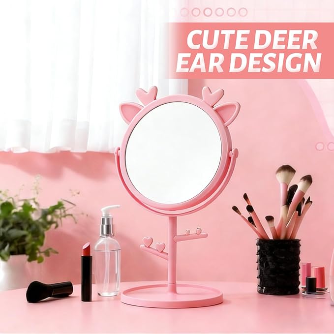 8 Pcs Spa Party Mirror with Deer Ear Decoration Sleepover Party Supplies for Girls Slumber Parties Supplies Mirror Bulk for Sleepover Slumber Birthday Pink Favors Gift (Pink)