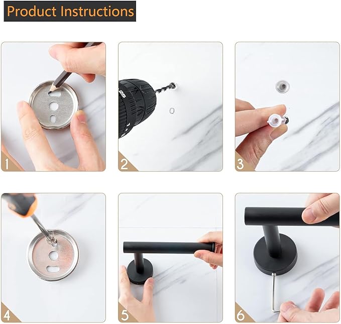 Toilet Paper Holder - SUS 304 Stainless Steel Toilet Paper Holder Wall Mount, Toilet Paper Roll Holder for Bathroom, Kitchen, Washroom - Matte Black