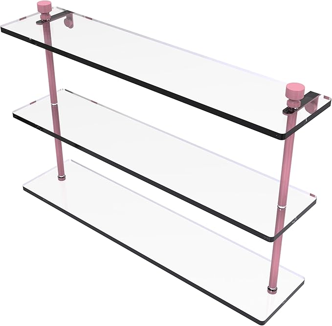 Allied Brass FT-5/22-PNK Foxtrot Collection 22 Inch Triple Tiered Glass Shelf, Pink