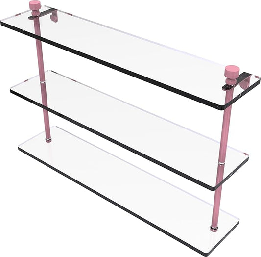 Allied Brass FT-5/22-PNK Foxtrot Collection 22 Inch Triple Tiered Glass Shelf, Pink