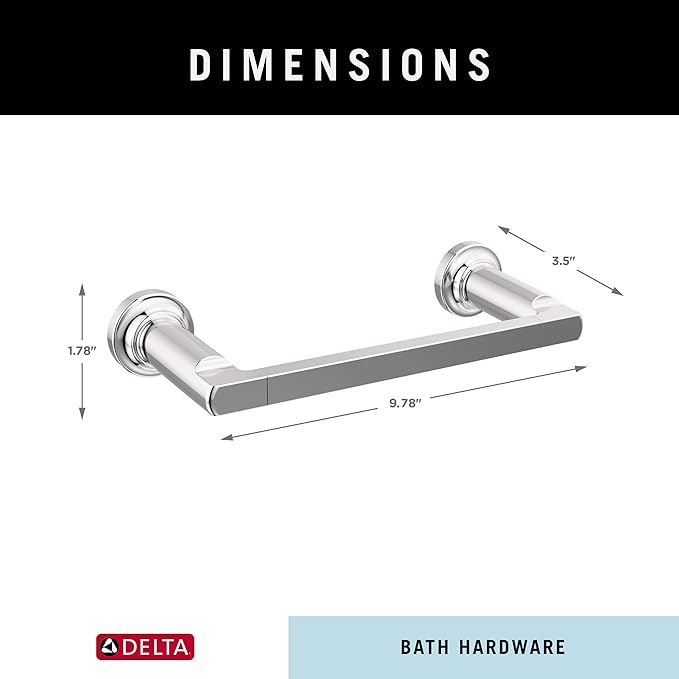 DELTA FAUCET 78908 Tetra 8 in. Hand Towel Bar Bath Hardware Accessory in Polished Chrome