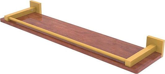 Allied Brass MT-1-22-GAL-IRW-SGL Montero Collection 22 Inch Solid IPE Ironwood Shelf with Gallery Rail, Spanish Gold