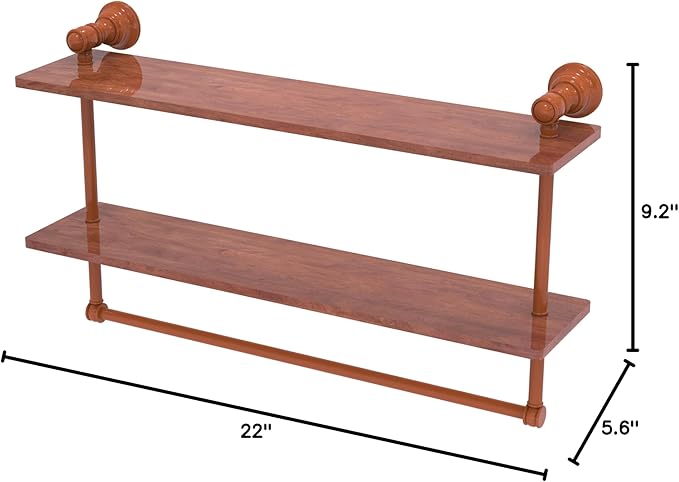 Allied Brass CL-2-22-IRW-ASP Carolina Collection 22 Inch Two Tiered Wood Shelf, Autumn Sparkle