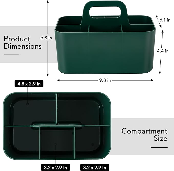 Tiawudi 2 Pack Caddy Organizer with Handle, Portable Plastic Caddy, Storage Organization for Cleaning, Bath, Makeup, Art, Craft, Stationery, Classroom and Office, Tote Organizer