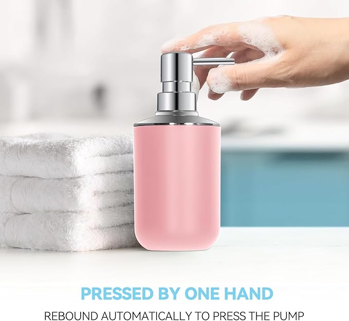 Pink Bathroom Accessories Set 2 PCS, Pink Bathroom Accessories, Plastic Soap Dispenser and Toothbrush Holder Set, Boho Bathroom Decor, Bathroom Set