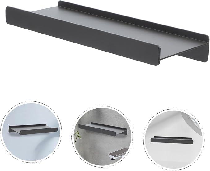 Aluminum Alloy Bathroom Shelf Organizer Wall Mounted Floating Rack for Makeup Storage Space-Saving Partitioned Design Humidity-Resistant Kitchen Wall Shelf