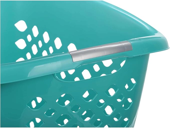 1.8 Bushel Laundry Basket, Portable Plastic Clothes Organizer with Built-In Handles, Ventilation Holes, Large Capacity Laundry Basket for Closet Dorm Laundry Room Bedroom (Teal)