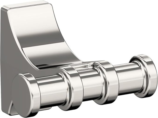 Amerock BH36050PN | Polished Nickel Double Robe Hook | 2-15/16 in. (75 mm) Length Towel Holder | Davenport | Towel Hook for Bathroom | Bathroom Hardware | Bath Accessories