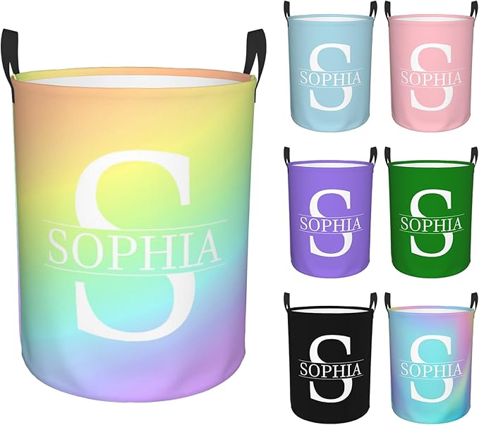 Personalized Laundry Basket Large,Customizable Name Laundry Hampers, Large Custom Name Laundry Hamper, Customized Dirty Clothes Hamper with name for Living Room Bedroom Barbershop Bathroom
