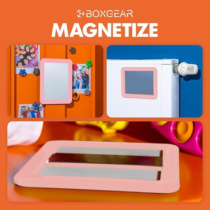 Boxgear Magnetic Locker Mirror, Makeup Mirrors - 5" x 7"- for School Locker, Bathroom, Household Refrigerator, Locker Accessory, Workshop Toolbox or Office Cabinet (White)