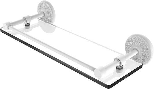 Allied Brass MC-1/16-GAL-WHM Monte Carlo 16 Inch Tempered Glass Gallery Rail Shelf, Matte White