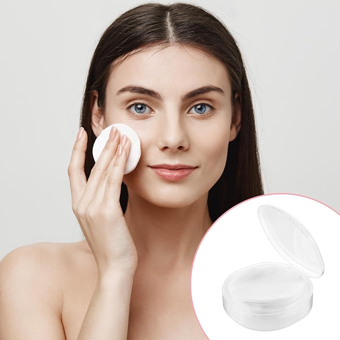 4 Pcs Cotton Round Holder, Square Powder Puff Cases Travel Cotton Round Conrainer Portable Cottons Rounds Dispenser for Women Girls Remover Cottons Ball Powder Puff Container Box