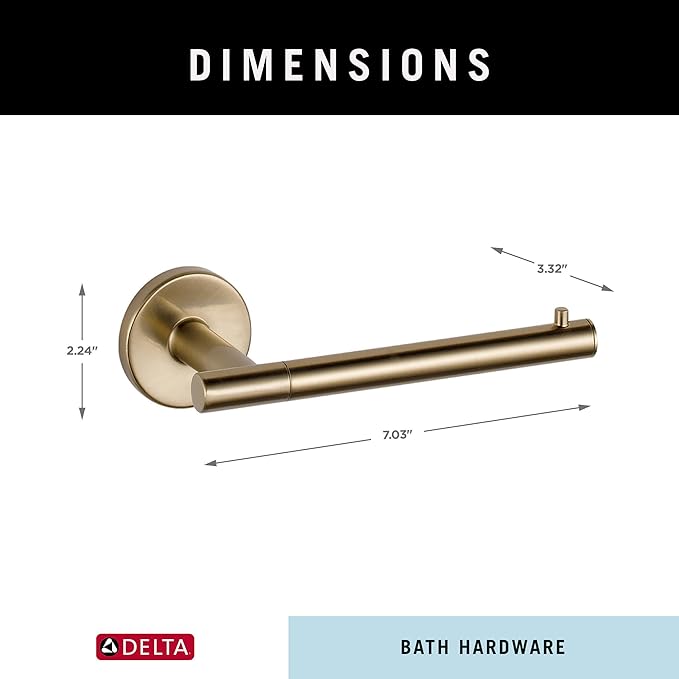 Delta Trinsic (1-Pack) Toilet Paper Holder Champagne Bronze Tissue Roll Holder for Bathroom Organization and Storage Single Post Toilet Tissue Holder Wall Bathroom Accessories 75950-CZ