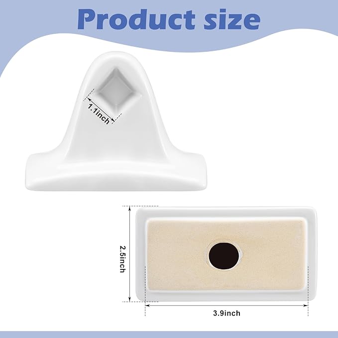 RattanView 2 Pcs White Porcelain Ceramic Towel Bar Rod Rack Post Holder Bracket Tile Set Mid Century Modern Vintage Retro Ceramic Bathroom Towel Holder Porcelain Bathroom Accessories
