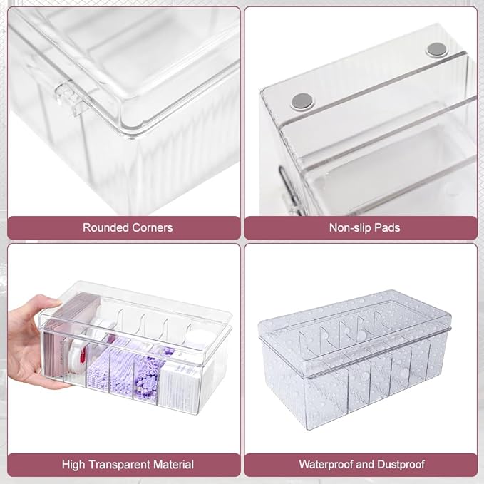 2PCS Acrylic Lashes Organizer, Eyelash Storage Box with 2PCS Tweezers and Sticky Notes, Large Capacity Eyelash Extension Supplies Organizer with Lid, Neatly Store and Organize Your Lash Supplies