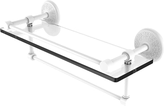 Allied Brass MC-1/22-GAL-WHM Monte Carlo 22 Inch Tempered Glass Gallery Rail Shelf, Matte White