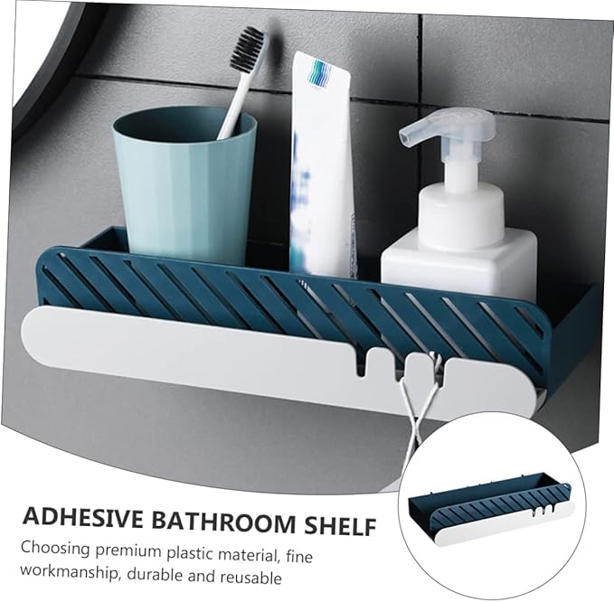 OSALADI Bathroom Wall Organizer Adhesive Bathroom Shelf Plastic Material Fine Workmanship
