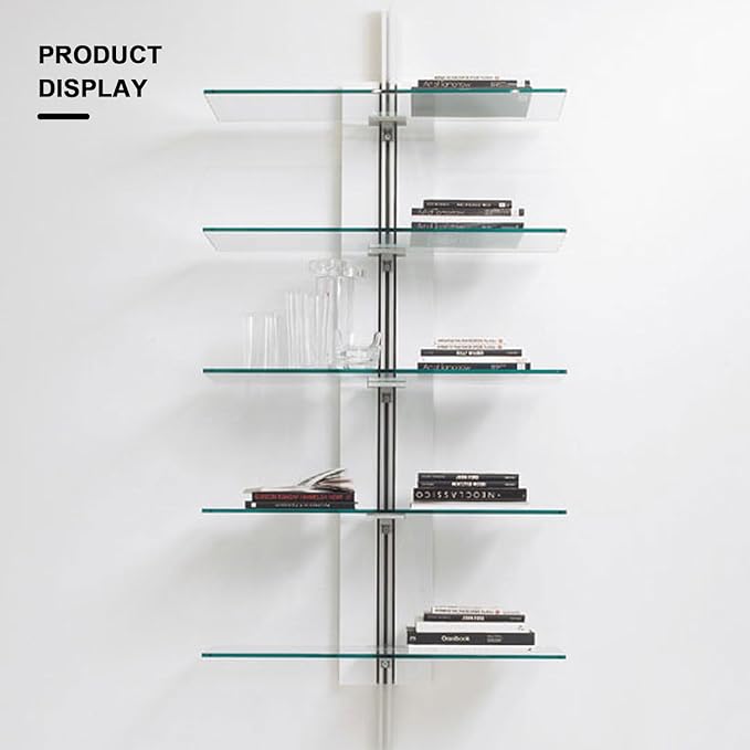 5 pcs 12" x 24" Tempered Rectangle Glass Floating Shelve for Wall-3/16 Thick -Pencil Polished Float（Without Stent ）