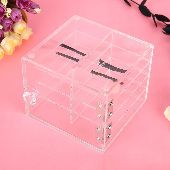 Clear Eyelash Storage Box, 8 Layer False Eyelash Extension Display Box, Acrylic Eyelash Storage Case Eyelash Extension Graft Tool Eyelash Adhesive Pallet Holder False Eyelash Organizer Tool