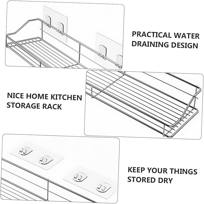 Happyyami Double Layer Bathroom Storage -Mounted Stainless Steel Organizer No Drill Hanging Shelf for Bathroom and Kitchen Easy Installation Space-Saving Design