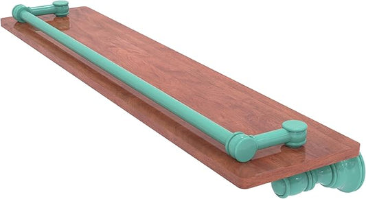 Allied Brass CL-1-22-GAL-IRW-SFG Carolina Collection 22 Inch Wood Shelf with Gallery Rail, Sea Foam Green