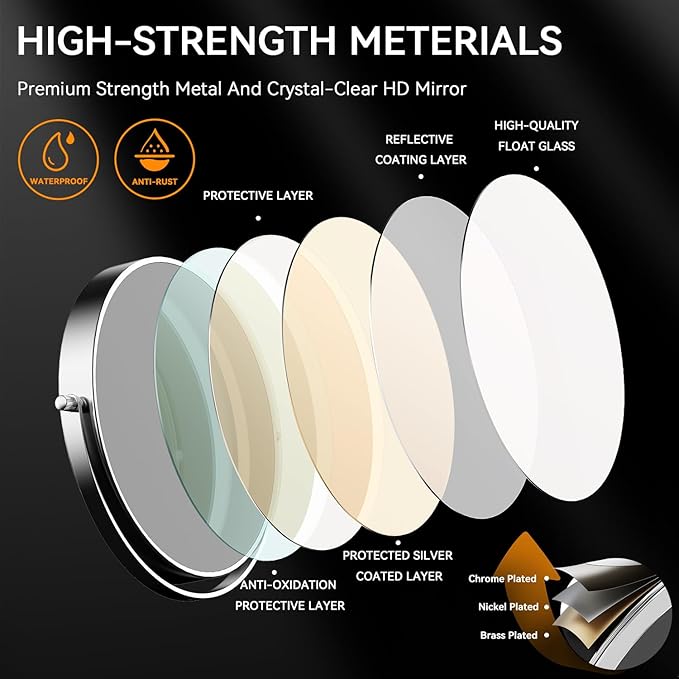 Auxmir 1X/30X Wall Mounted Makeup Mirror, 8'' Double Sided Magnifying Mirror with Tweezers, Bathroom Makeup Mirror, Cosmetic Vanity Mirror with 360 Rotation Extendable Swivel Arm, Chrome
