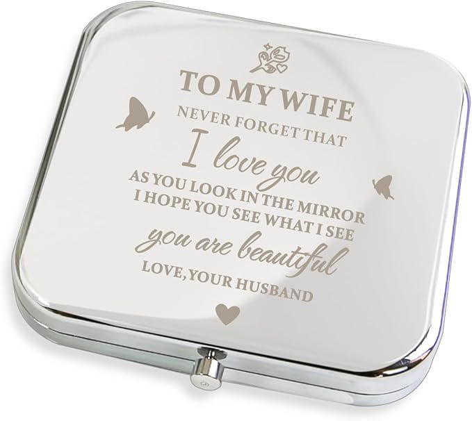 Gifts for Wife from Husband, I Love You Wife Gifts Compact Mirror, Romantic Gifts for Wife Anniversary, Wife Birthday Gifts from Husband for Mothers Day, Wedding, Valentines or Christmas