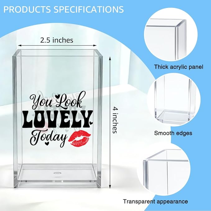 You Look Lovely Today Acrylic Makeup Brush Organizer Holder, Women Vanity Storage Accessory, Back to School Graduation Gifts for Daughter Niece Sister, Birthday Gifts for Friend Make up Lover