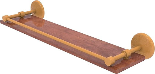 Allied Brass MC-1-22-GAL-IRW-GLY Monte Carlo Collection 22 Inch Solid IPE Ironwood Shelf with Gallery Rail, Golden Yellow