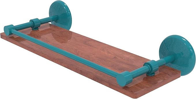 Allied Brass MC-1-16-GAL-IRW-GLT Monte Carlo Collection 16 Inch Solid IPE Ironwood Shelf with Gallery Rail, Glokzin Teal