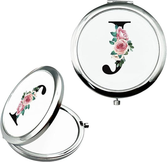JEKUGOT Monogram Compact Mirror, Personalized Gifts for Women and Girls, Small Pocket Mirror, Personalized Compact Mirrors for Girls, Sister, Wife, Mothers, Birthday Gifts - J