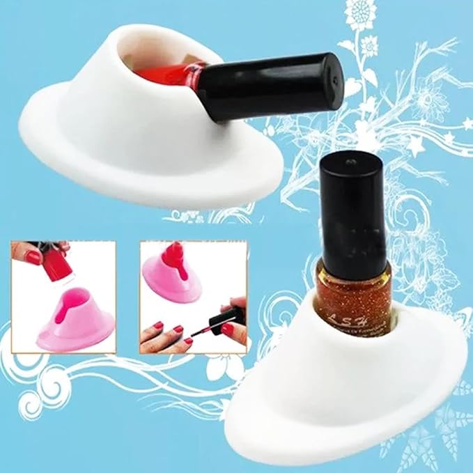2 Pcs Pink & White Silicon Nail Polish Bottle Holder Nail Polish Stand Anti-Spill Nail Art Organizer Display Manicure Tools for Salon Design Polish,Foot, Hand and Nail Care