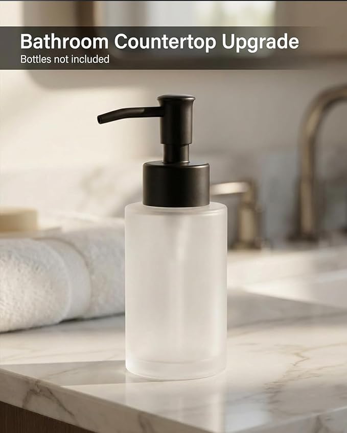 2-Pack Soap Dispenser Pumps Replacement, Universal Lotion & Soap Pump Heads for Standard 28/400 Bottle Neck, Black Finish (Fits 26mm-28mm/ 1.02-1.10 inch)