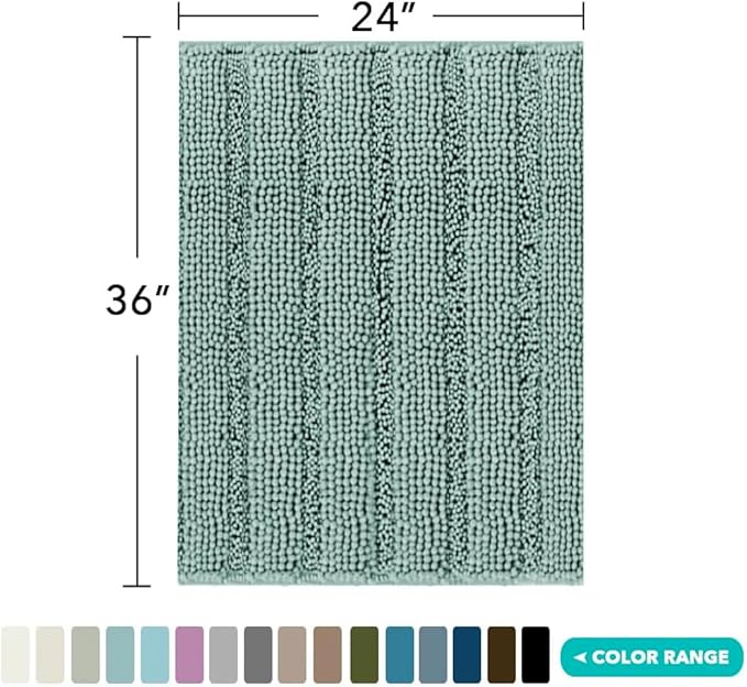 Turquoize Chenille Bath Rugs Shaggy Bathroom Rugs Non Slip Bath Mat for Bathroom 24 x 36 Blue Bath Rug for Bath Room Extra Soft and Absorbent Area Rug, 24"x 36", Duckshell Blue