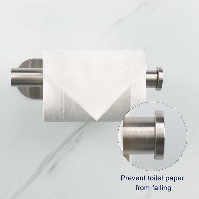 NearMoon Toilet Paper Holder Self Adhesive, Premium Thicken SUS304 Stainless Steel Rustproof Adhesive Toilet Roll Holder no Drilling for Bathroom, Kitchen, Washroom (1 Pack, Brushed Nickel)