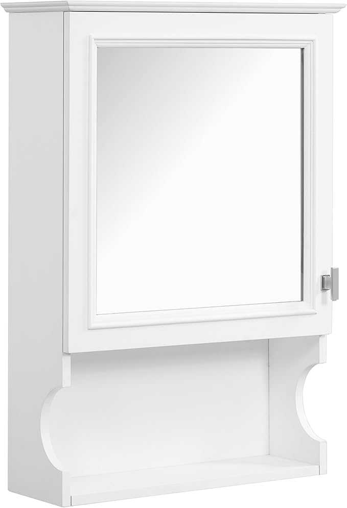 Merax Bathroom Wall Cabinet with Mirror, Wall Mounted Medicine Cabinet with Adjustable Shelves and Open Space, 20" x 28" Mirrored Door Over The Toilet Bathroom Storage Cabinet