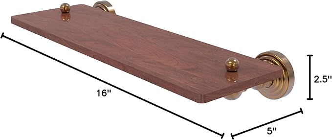 Allied Brass WP-1-16-IRW Waverly Place Collection 16 Inch Solid IPE Ironwood Wood Shelf, Brushed Bronze
