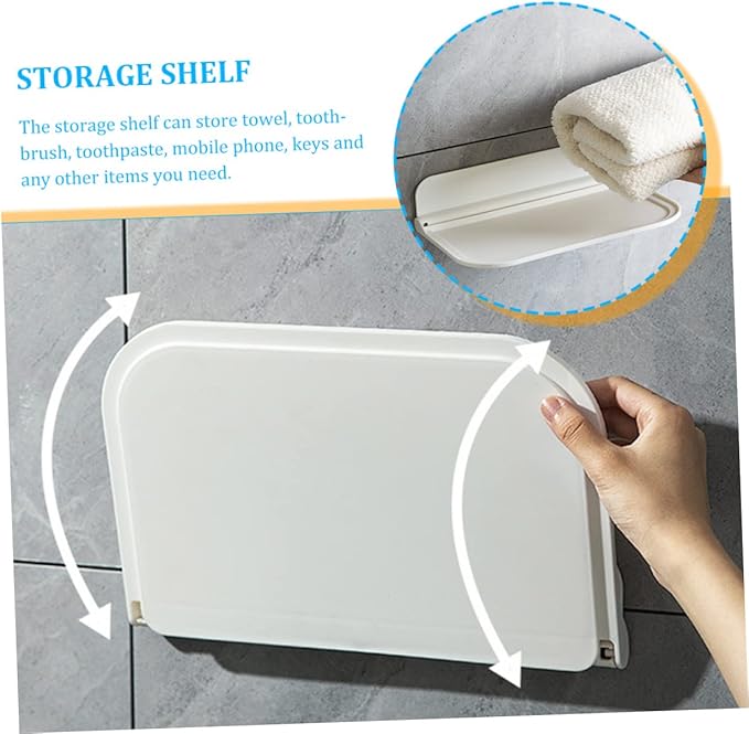 MAGICLULU Foldable Floating Wall Shelf for Bathroom Storage Space Saving Bathroom Wall Shelf Organizer for Towels Soap Toiletries and Small Items and Easy to Install