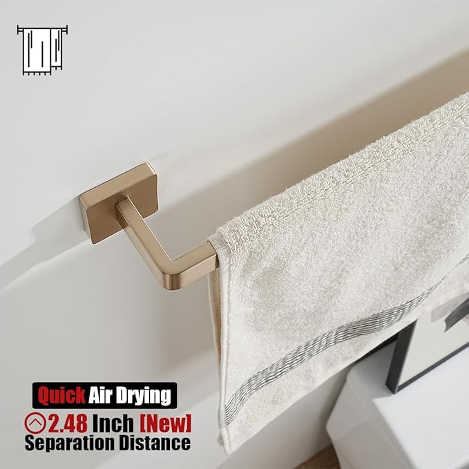 JQK Champagne Bronze Towel Bar, 18 Inch 304 Stainless Steel Thicken 0.8mm Towel Rack Bathroom, Towel Holder Wall Mount, Total Length 20.41 Inch, TB250L18-CB