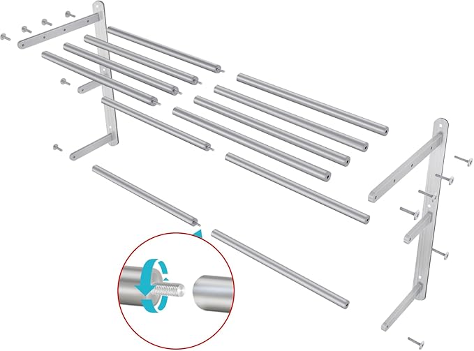 32 inch Towel Racks for Bathroom, VOTZAAQ Towel Shelf with Double Towel Bar, Stainless Steel Towel Storage for Lavatory Wall Mounted, 3-Tier Towel Hanger Towel Holder, Brushed Nickel