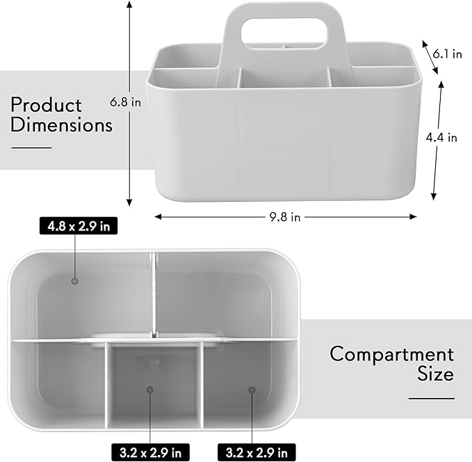 Tiawudi 2 Pack Caddy Organizer with Handle, Portable Plastic Caddy, Storage Organization for Cleaning, Bath, Makeup, Art, Craft, Stationery, Classroom and Office, Tote Organizer