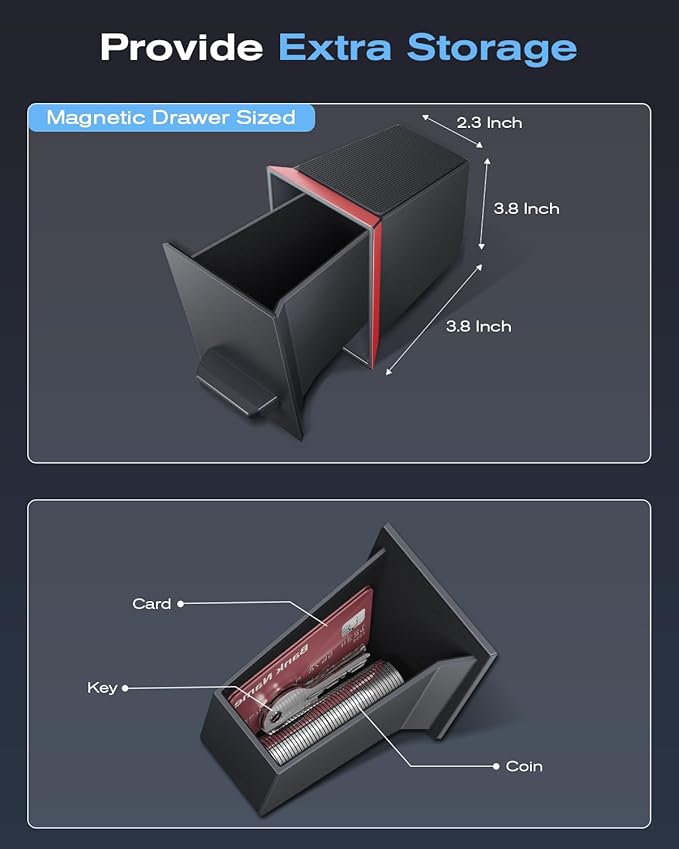 For Ford Maverick 2022-2024 Console Console Storage Drawer Magnetic Design Slides Smoothly - [OEM Fit& 100% Stable] - Cubby Storage Box with Silent Mat - Thickened ABS Material