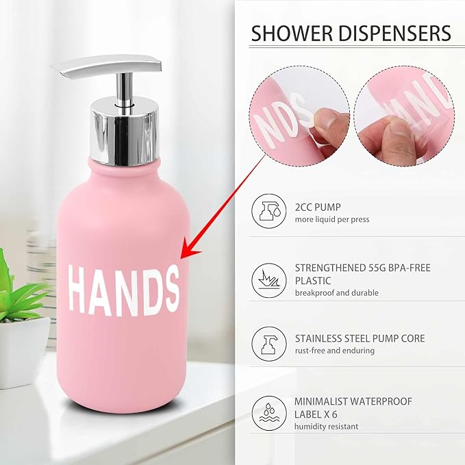 XLHOMO Pink Bathroom Accessories Set - 10 Piece Bathroom Set with Trash Can and Toilet Brush, Soap Dispenser, Toothbrush Holder and Cup, Soap Dish, and Qtip Holder, for Housewarming Gift