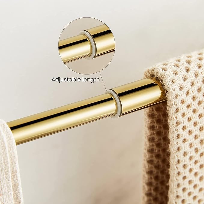 WOLIBEER Gold Bathroom Accessories, Brass Crystal Towel Bar Set Toilet Paper Holder Towel Ring Robe Hooks 4 Pieces Wall Mounted