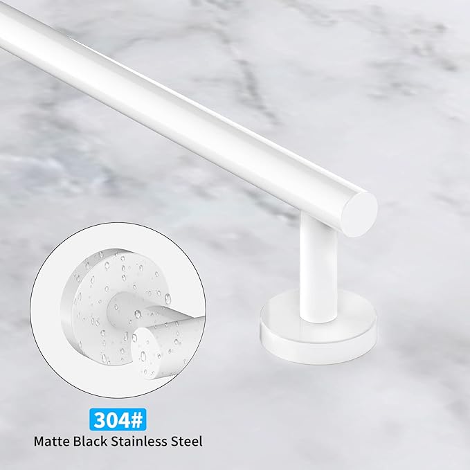 Cilee 2 Pieces White Bathroom Towel Bar, 24 Inch Double Towel Racks,Bathroom Towel Holder Towel Hanger for Bathroom Stainless Steel Wall Mount