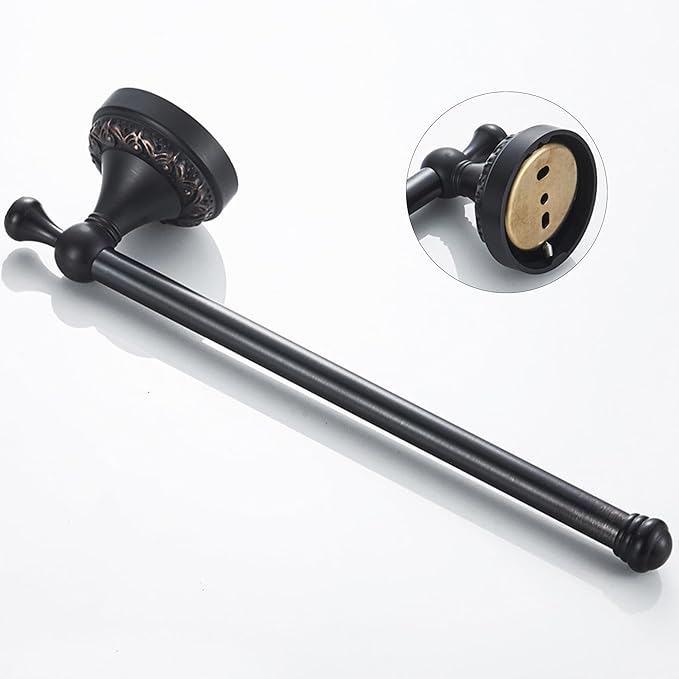 Oil Rubble Bronze Brass Bath Towel Holder Towel Rack, Wall Mounted Black Bathroom Hardware Accessories, Pattern Carving Design