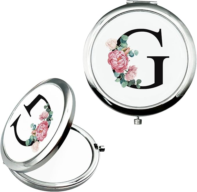 JEKUGOT Monogram Compact Mirror, Personalized Gifts for Women and Girls, Small Pocket Mirror, Personalized Compact Mirrors for Girls, Sister, Wife, Mothers, Birthday Gifts - G