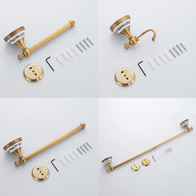 Antique Bronze Bathroom Hardware Set,Adjustable Towel Rack, Toilet Roll Paper Holder,Hand Towel Holder,Hook, Bathroom Accessories Set Wall Mounted