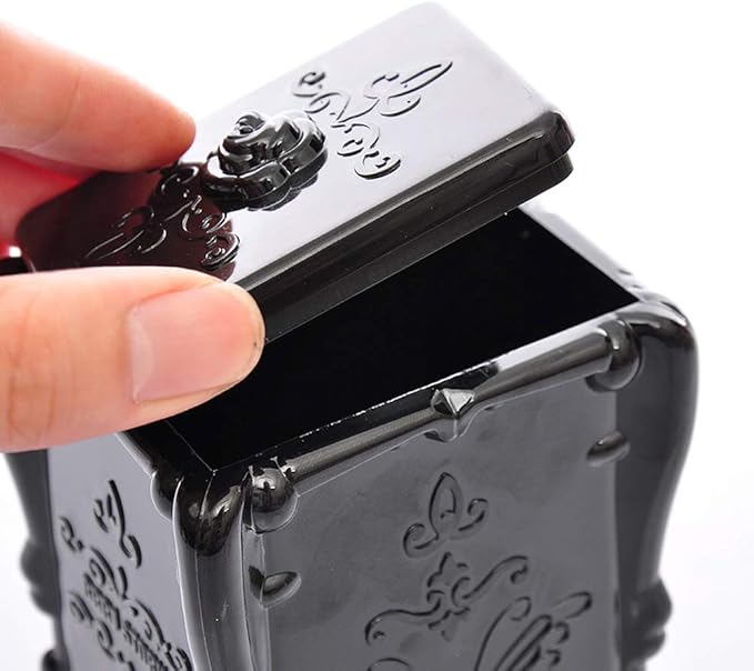 mollensiuer Acrylic Cotton Pads Holder Dispenser Butterfly Pattern Makeup Cotton Pads Case Box Organizer with Lid Container for Storage Nail Remover Pads Beauty Tools, Black